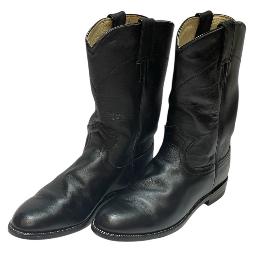 JUSTIN LADIES CLASSIC BLACK KIPSKIN LEATHER ROPER BOOT SZ 5.5 - Picture 2 of 11
